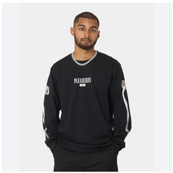 Huf x Pleasures Spore Long Sleeve Shirt Size S Streetwear Psilocybin Mushrooms - Picture 2 of 11